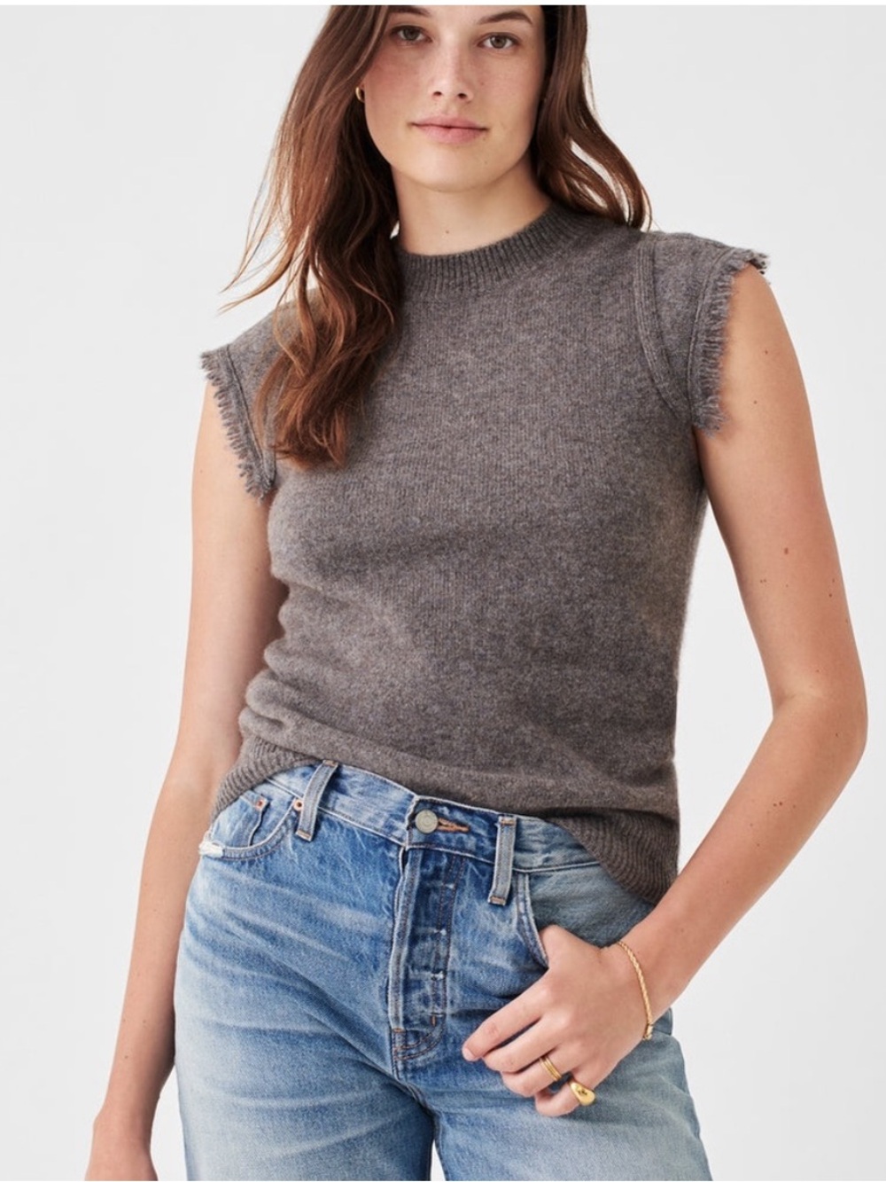 Faherty Charcoal Grey Colette Wool Sweater Tank Size L